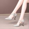 Women Sandals 2025 New Luxury Shoes Korean Style Casual Hollow Shoes for Women Trendy Pointed Toe High Heels Sandals