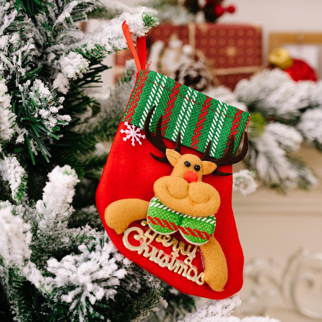 Cartoon Christmas Stocking Gift Bag Plush Candy Christmas Sock Santa Claus Elk Deer Christmas Stockings Christmas Accessories
