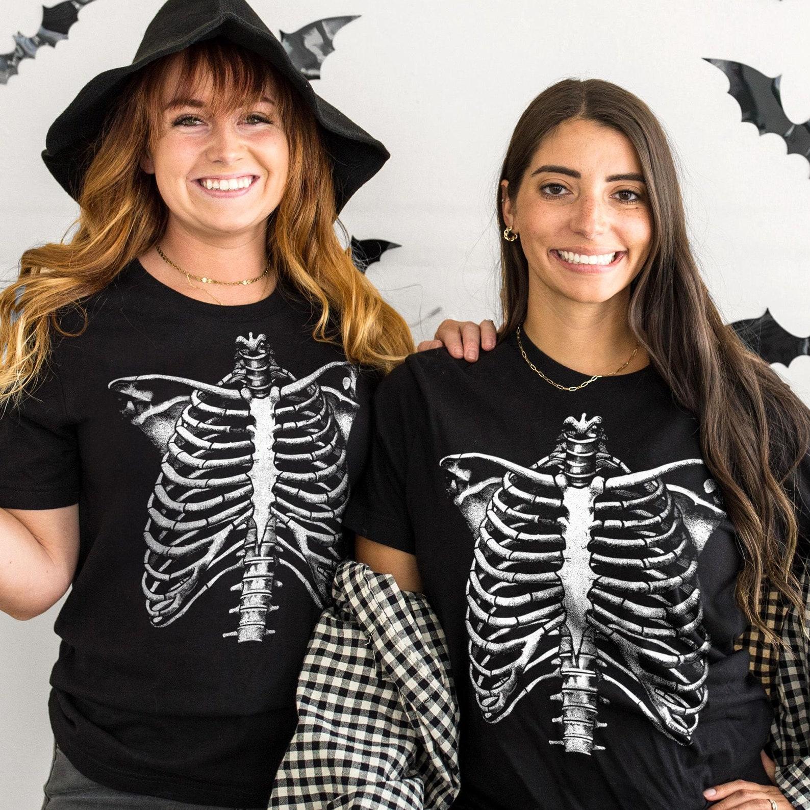 Matching Skeleton Halloween T-Shirts, Family Matching Shirts, Couples Halloween Outfit, Skeleton Costume Shirts, Halloween Party Top 4XL