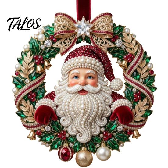 Festive Home Accents Cute Santa Christmas Ornaments, 2D Flat Acrylic Claus Hanging Ornaments Decoration for Holiday Tree, Indoor, Outdoor Party Decor