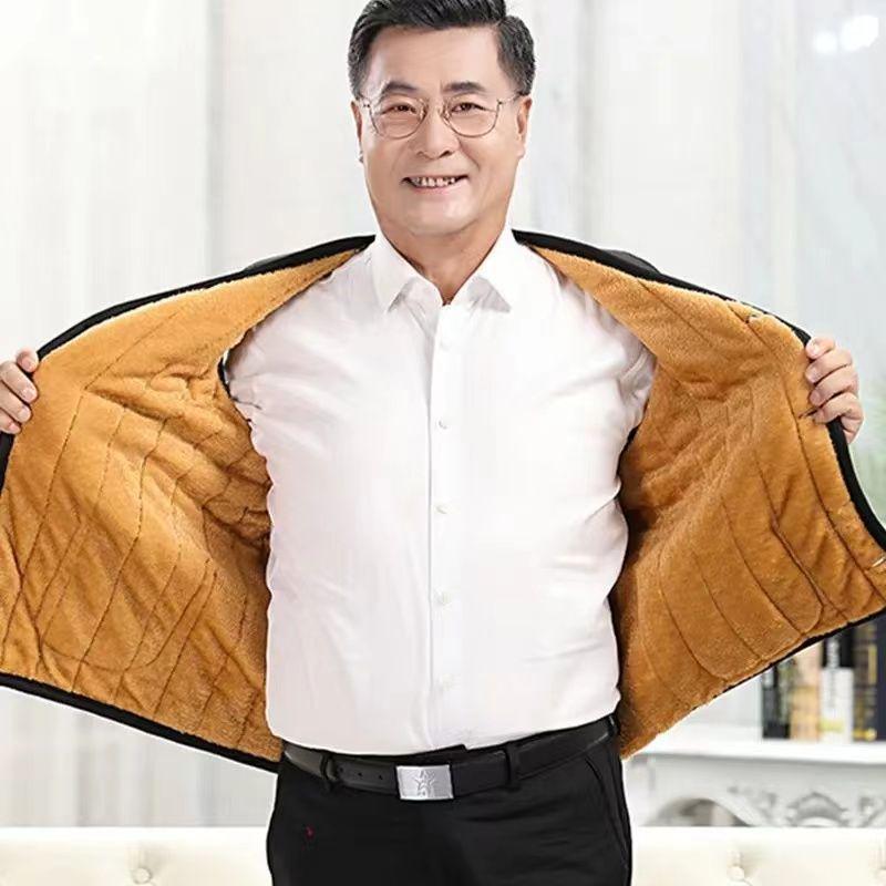 Men's Winter Thick Velvet Sleeveless Vest for Middle-aged and Elderly