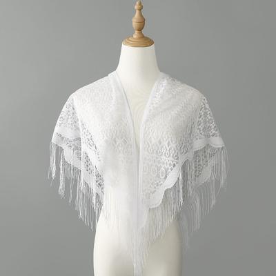 Transparent Triangle Scarf Hollow Mesh Prayer Shawl Elegant Wedding Party Shawl