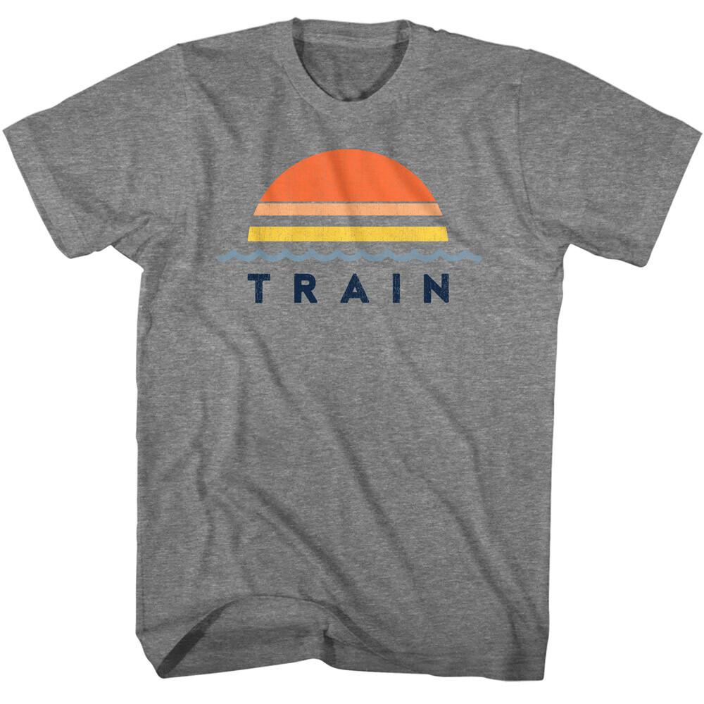 Train Sunset Water Ripple Men T Shirt 90 Rock Band Music Merch M