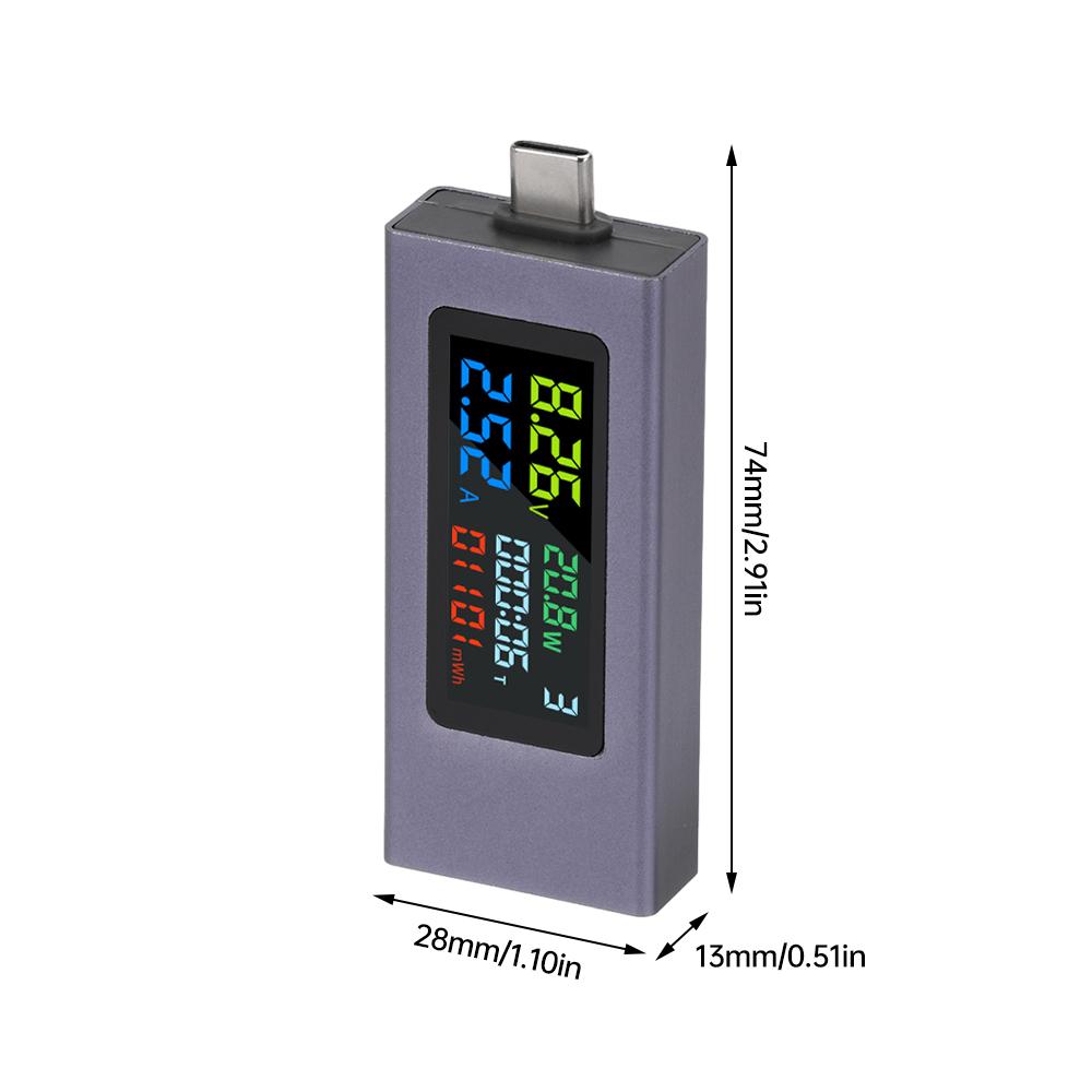 DC 1.1-11V 1-8A Dual USB Type-C Tester Multi-function Digital Display Voltage Ammeter Power Meter Power Bank Charging Tester