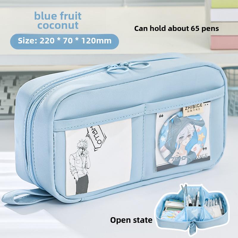 "2024 Volcano Transparent & Dirt-Resistant Pencil Case for Female Students - Large Capacity, High-Value Stationery Box"