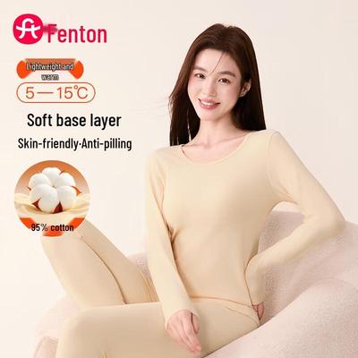 Fenteng Women's Pure Cotton Moisture-Wicking Thermal Underwear Set