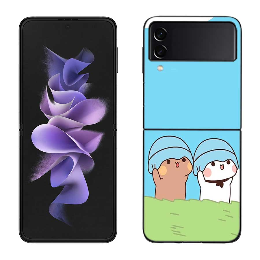 Cute BuBu DuDu Phone Case For Samsung Z Flip 7 6 5G Galaxy Z Flip 5 4 3 Black Hard Cell Cover Luxury PC Shell Coque