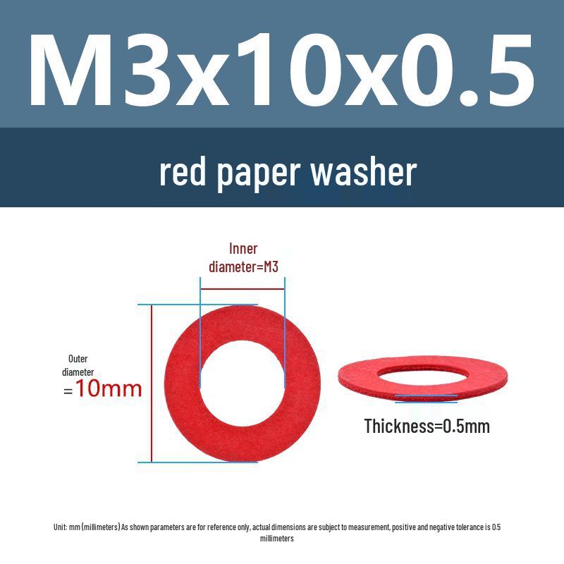 Yigu Red Mica Paper Washer Gasket M2-M20 Flat Washer