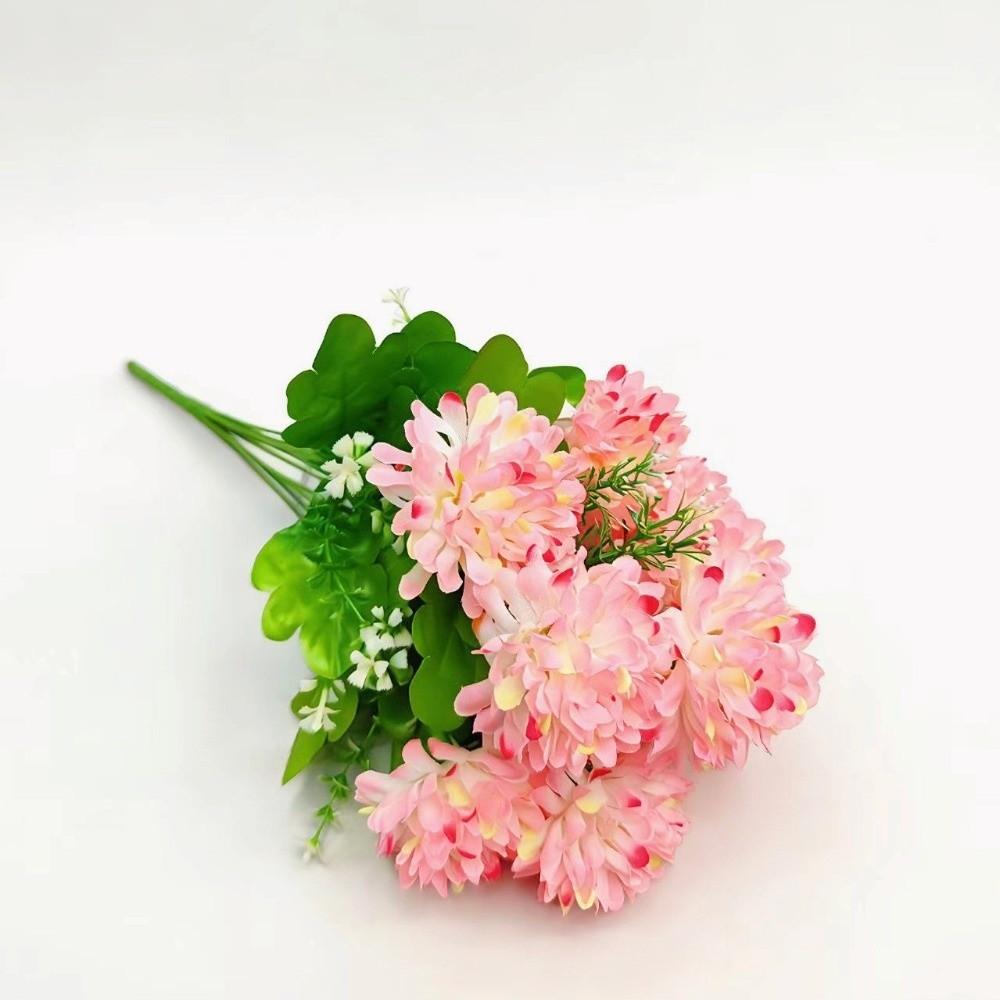 10 Heads Artificial Flower Bouquet With Stem Bridal Bouquets Simulation Hydrangea Floral Arrangement Pink Realistic Silk Flowers