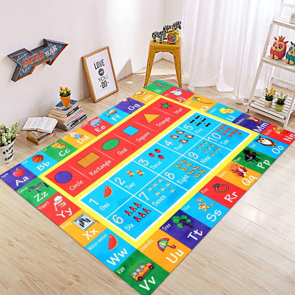 Tappeto Grande Colorato ABC Numeri Animali Alfabeto con Area Conteggio Tappeto Antiscivolo per Camera Bambini Decorazione Casa