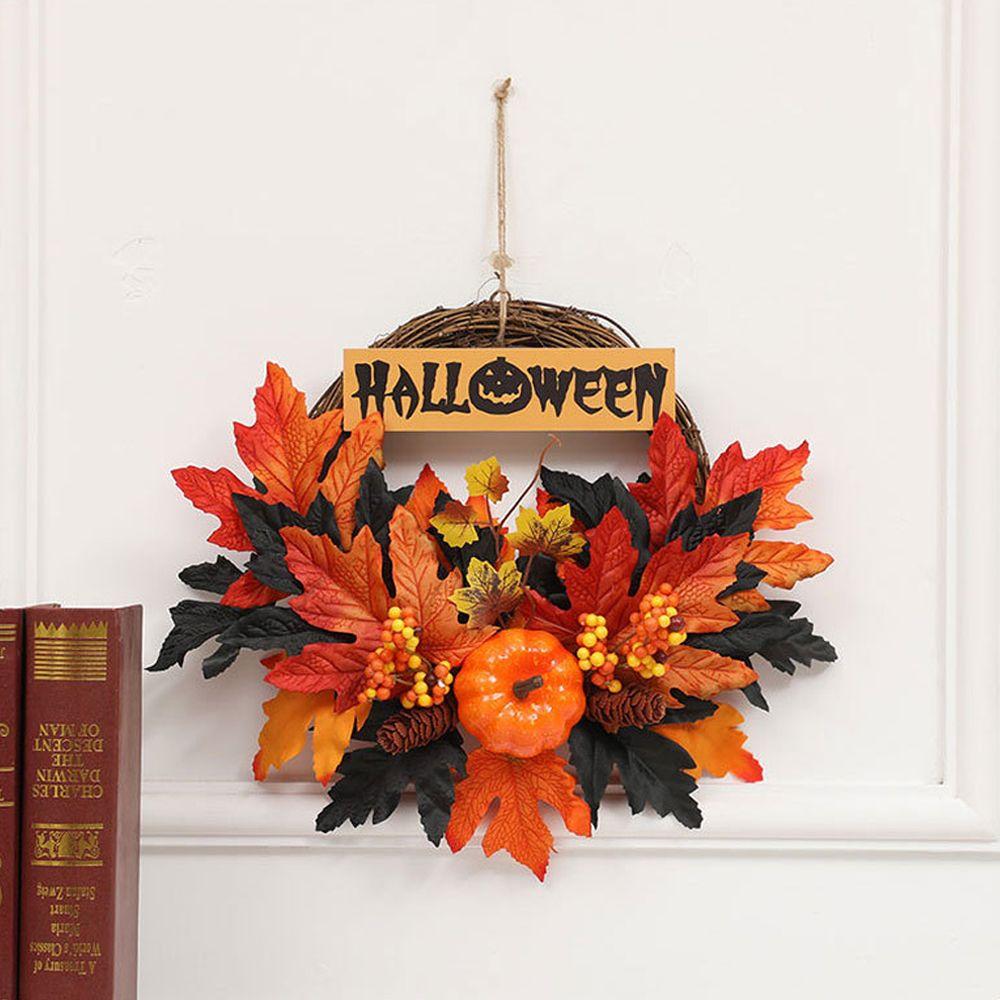 Hanging Lifelike Pumpkin Halloween Festival Celebration pendant Home Decor Flower Wreaths Wreath
