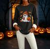Women's Halloween -Lined Long Sleeve Round Neck Print Casual Winter Top