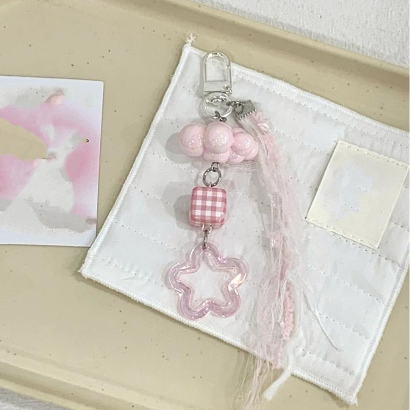 Butterfly Heart Bead Pendant Phone Charm Hangings Rope Cute Phone Chain Strap Bag Decoration Lanyard Keychain Accessory