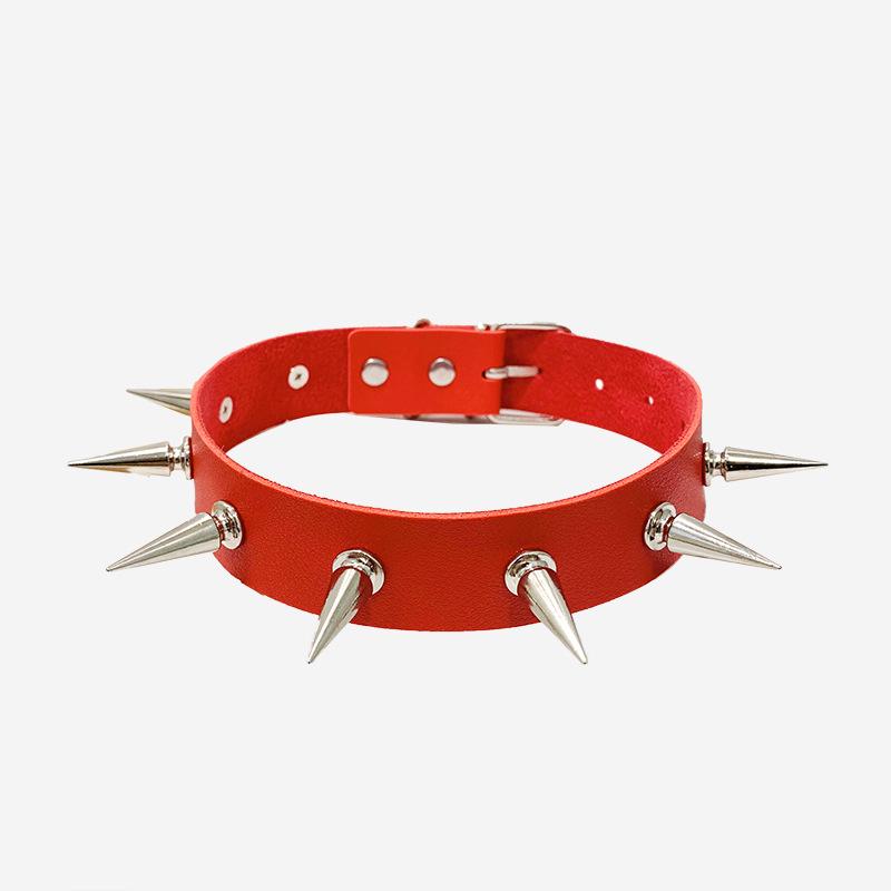 

Панк Стиль Ожерелье-чокер с шипами и заклепками с цепочкой для ключиц красный