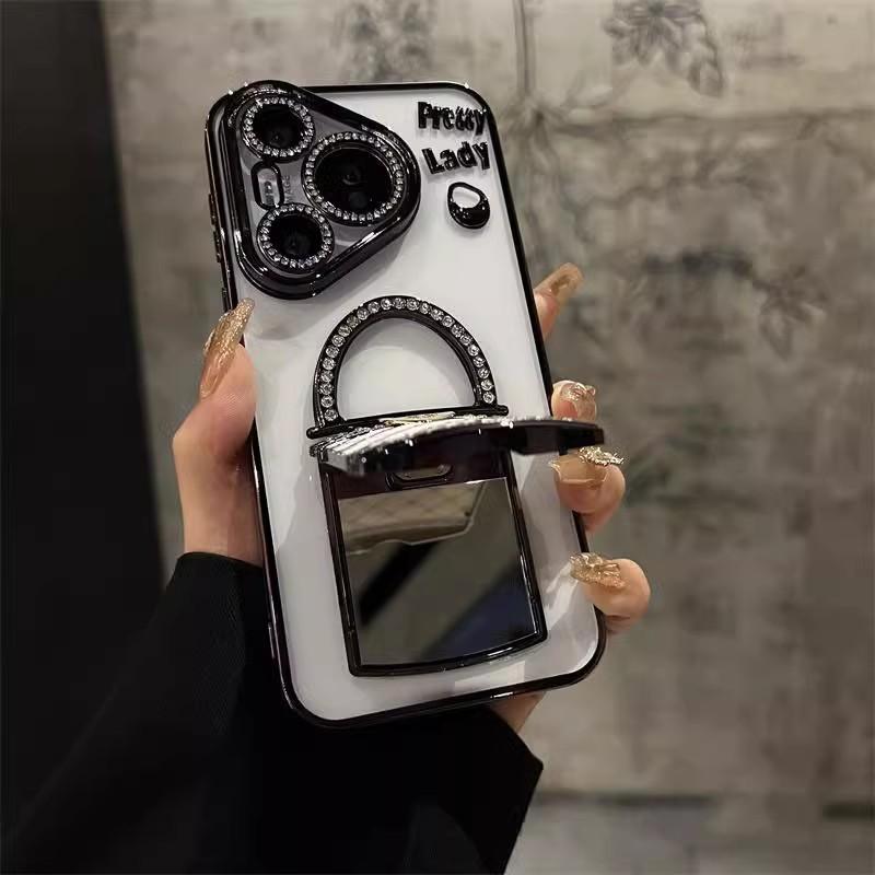 Xiaoxiang Feng Shui Diamond Stand, Huawei Pura70p Phone Case, Touch-up Mirror, Electroplated Mate60PRO, Anti-drop Protective Case