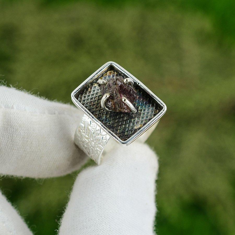 Wedding Gift For Her 925 Silver Natural Amethyst Rough Statement Adjustable Ring Adjustable