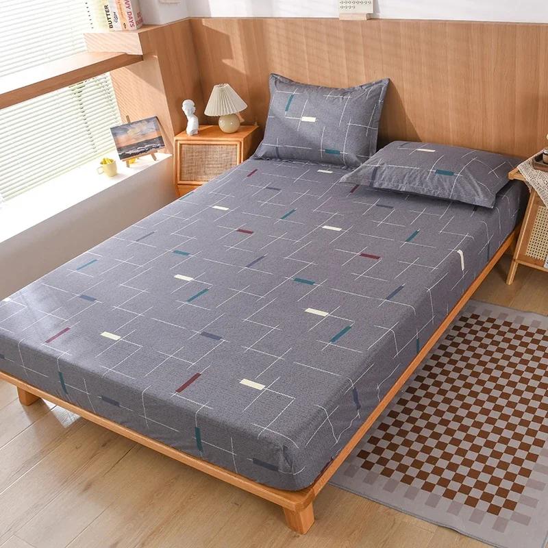 Waterproof Fitsheet Single Double King Size Mattress Cover With Elastic Band Bedsheet High Quality Printed Fitted Sheet