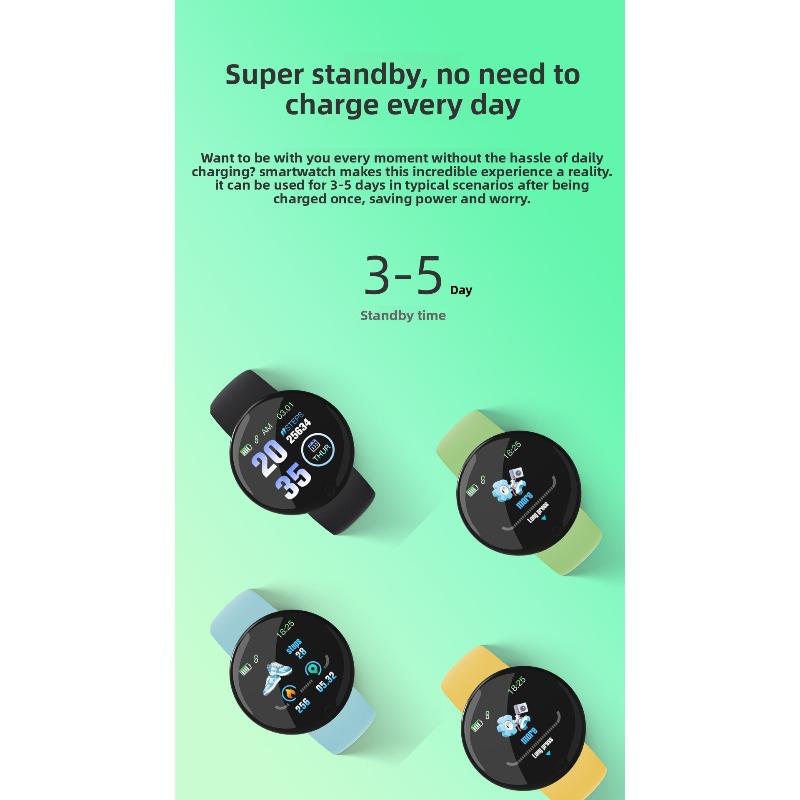 D18S Macaron Bransoletka z Pomiarem Tętna, Licznik Kroków Ćwiczeń, Monitorowanie Zdrowia, Smartwatch z Ośmiokolorowym Tłem