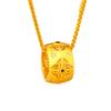 Sand Gold Floral Carved Necklace with Vajra Ruyi Lock Design for Women
