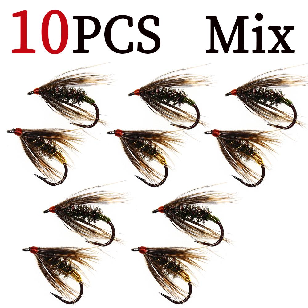 6PCS 12# Peacock Soft Hackle Copper Wire Wet Fly Nymph Rib Artificial Insect Baits Trout Bass Grayling Fishing Lures
