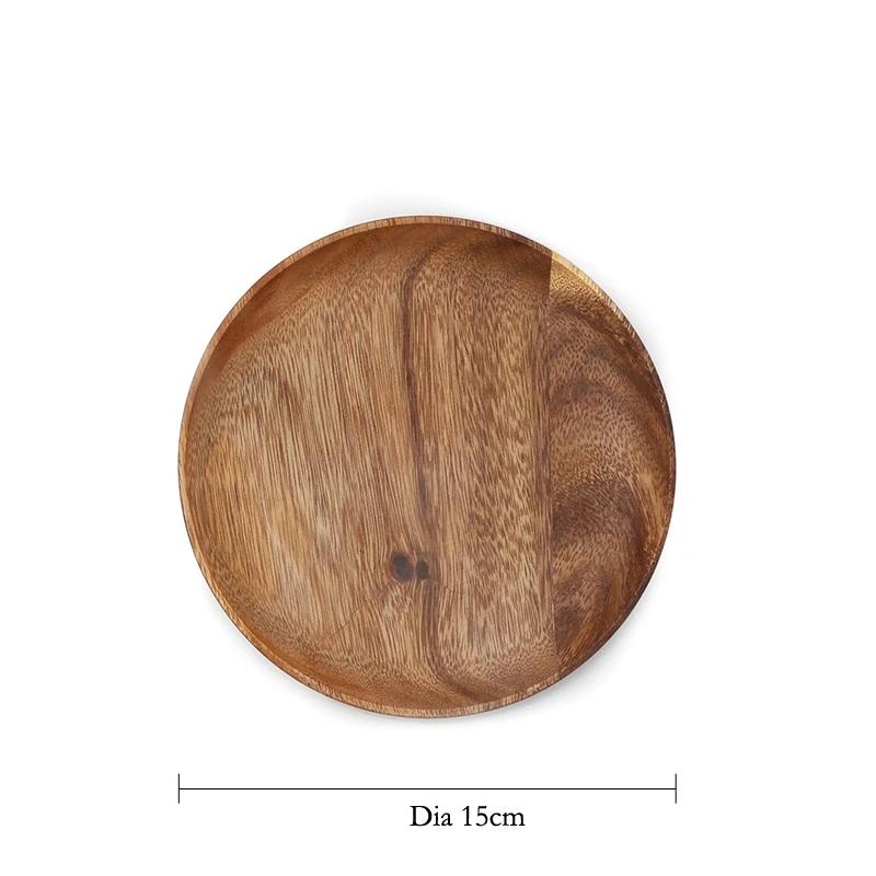 

4 шт. Круглая деревянная тарелка Поднос для сервировки Тарелки для закусок, десертов, снеков Обеденная тарелка Поднос для фруктов и еды Тарелка из акации Посуда