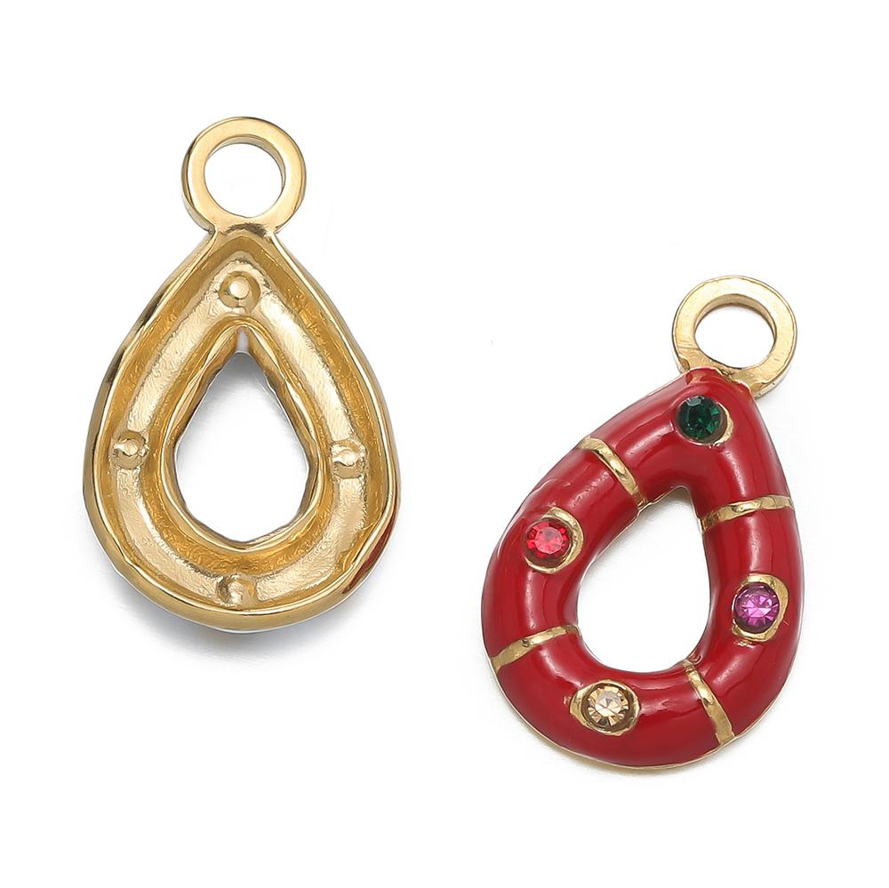 1 pièce/lot Pendentifs Triangle Ovale Cœur d'Amour Multicolores en Acier Inoxydable Pour Bracelet Collier DIY Accessoires de Bijoux