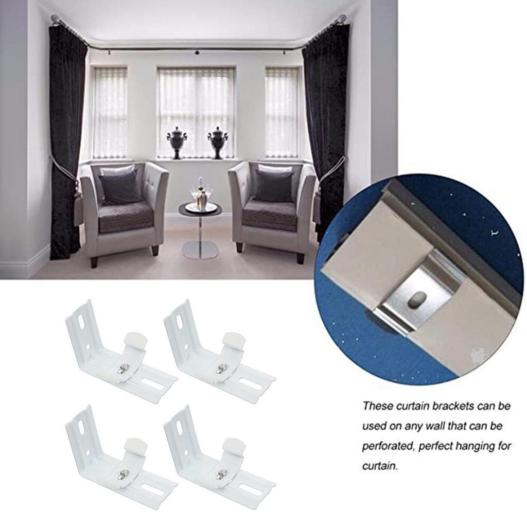 4-Piece Brackets, Heavy-Duty Portable Spare Parts for Window Headrail Mounting, Professional Iron