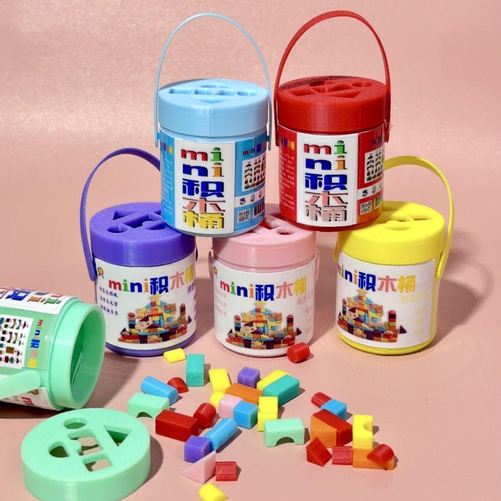 Miniature Size Dollhouse Building Blocks Plastic Doll Building Block Bucket Gift