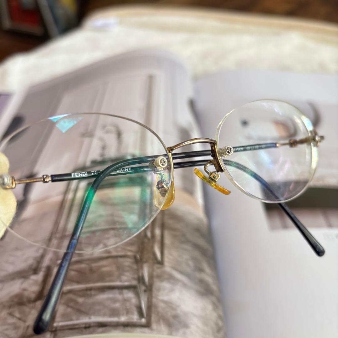 Used FENDI Eyeglasses Frame Prescription Lens Side Logo