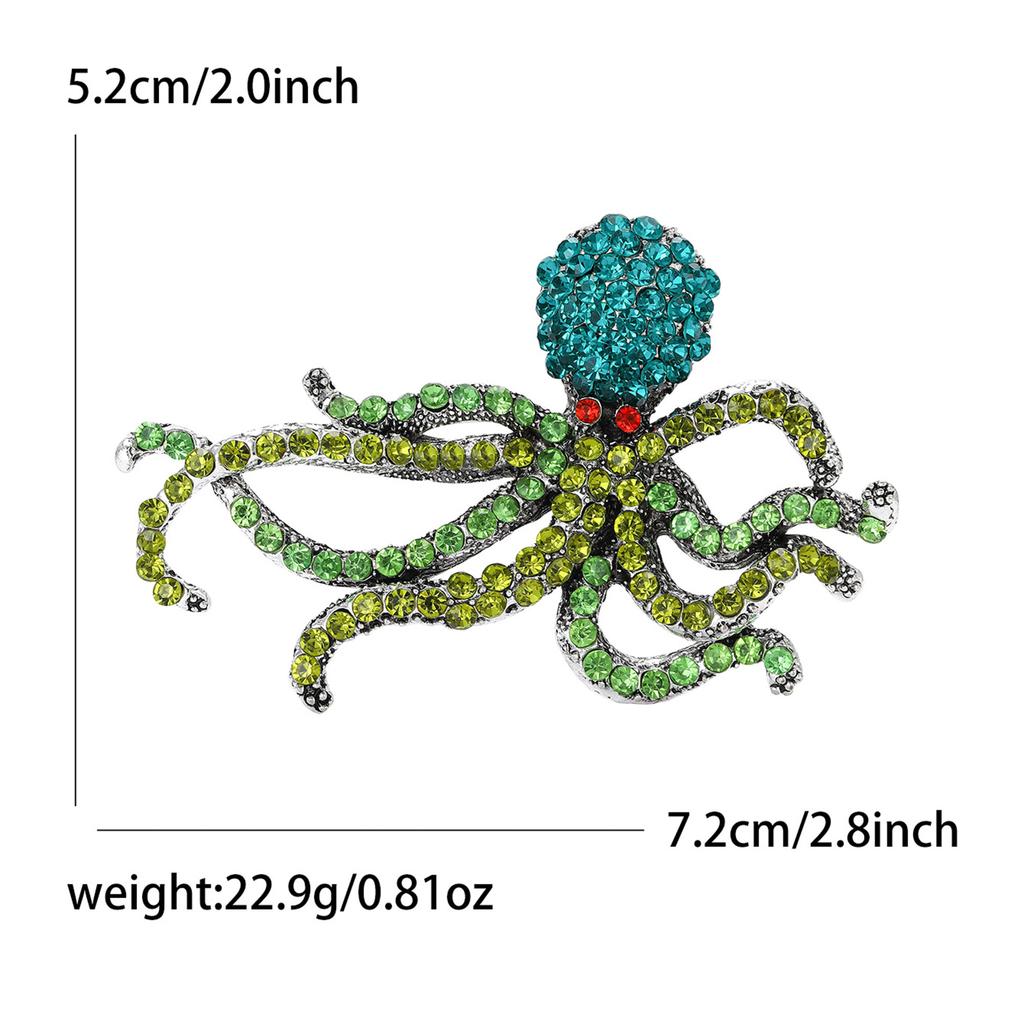 Luxury Rhinestone Octopus Brooches for Women Unisex Marine Life Pins Friend Event Party New Gifts Jewelry Decoration Accessories