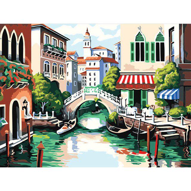 DIY 5D Diamond Painting Landscape Bridge Full Round Diamond Embroidery Scenery