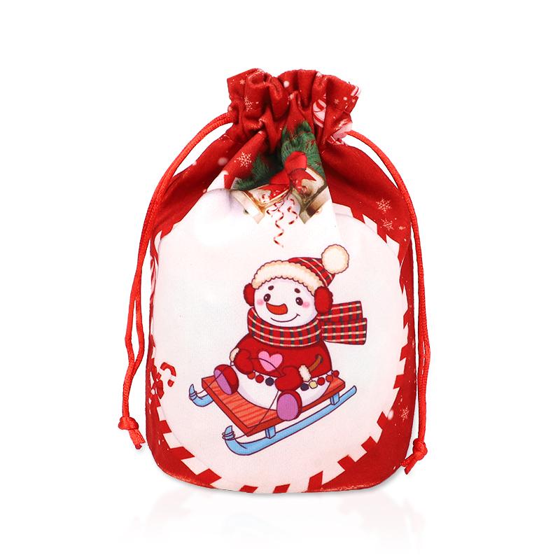 1/5Pcs Christmas Drawstring Gift Bags Santa Snowman Candy Snack Packaging Pouch Bag Christmas Party Decoration New Year Supplies