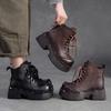 Fashion GKTINOO 2025 Winter New Retro Height Increase Thick Soled Ankle Boots Versatile and Comfortable Genuine Leather Women's Shoes
