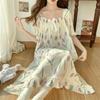 Women's Plus Size Ice Silk Nightdress - Summer Over-the-Knee, High-End, Loose Fit, Thin Section for Sizes Up To 300 Jin