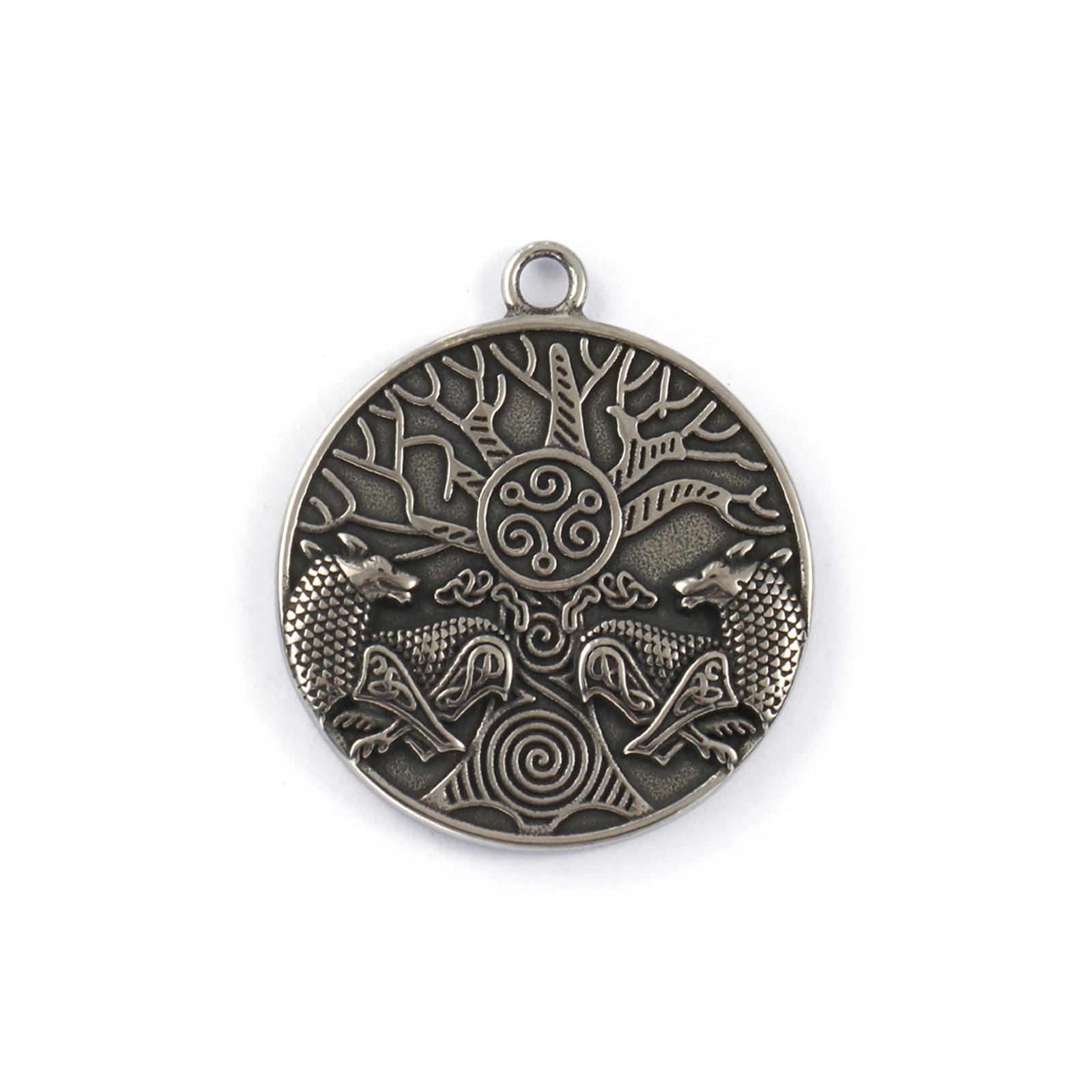 

1 Piece 304 Stainless Steel Bohemia Pendants Antique Silver Color Round Disc Double Sided Charms For Jewelry Necklace DIY Making