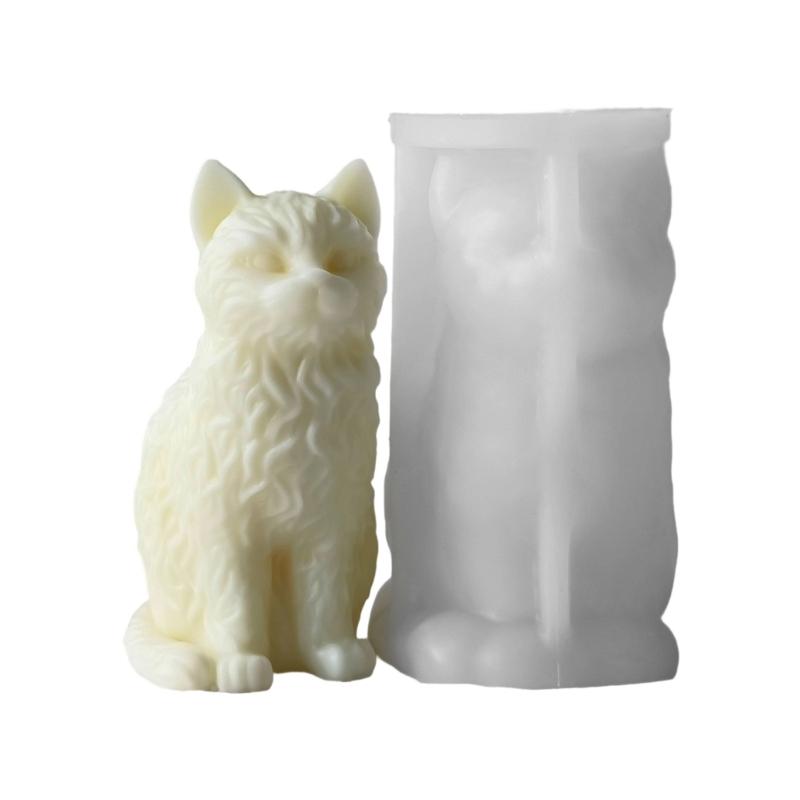 Easy To Clean Silicone Candle Mold Soap Moulds Sitting Cats Shape Resin Project Moulds Silicone Texture for Candle