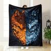 Fiery and Icy Wolves Art for All Seasons Blanket Lunch Break Throw Gift