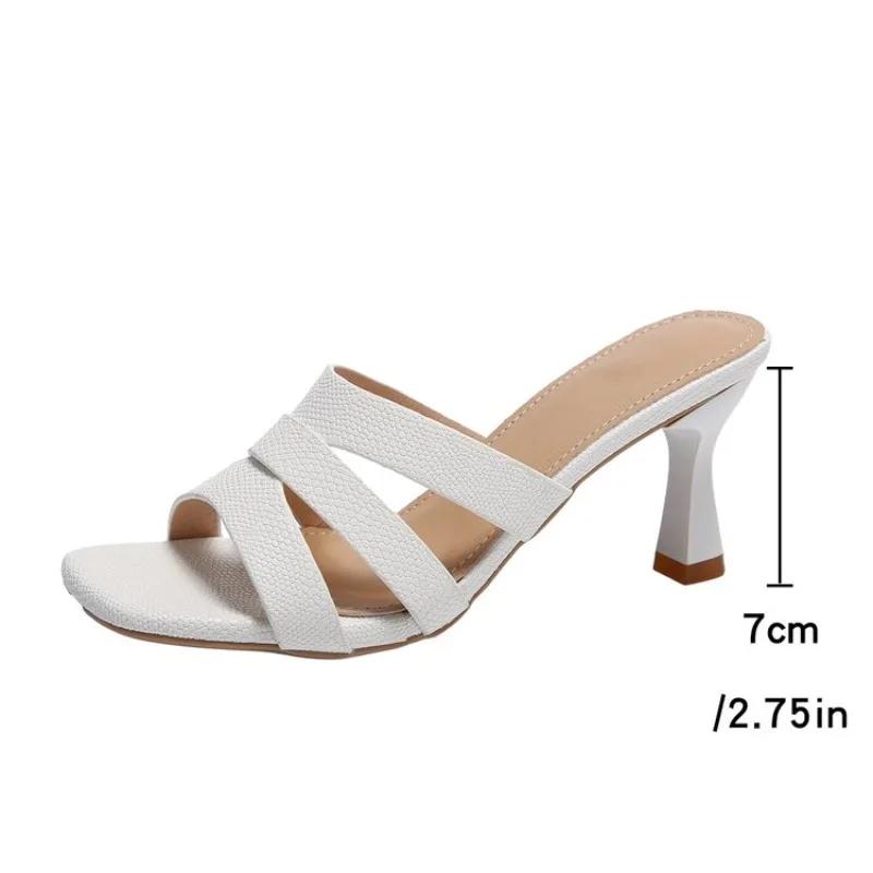 New Flip Flops Women Open Toe Slippers Shallow Mouth Sandals Women Red Silk Cross Casual Fashion High Heels Claquette Femme