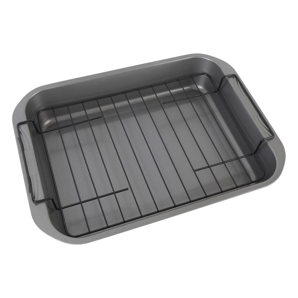 Nonstick Roaster with Rack Carbon Steel Heat Resistant Rectangular Roasting Pan Oven Baking Tray
