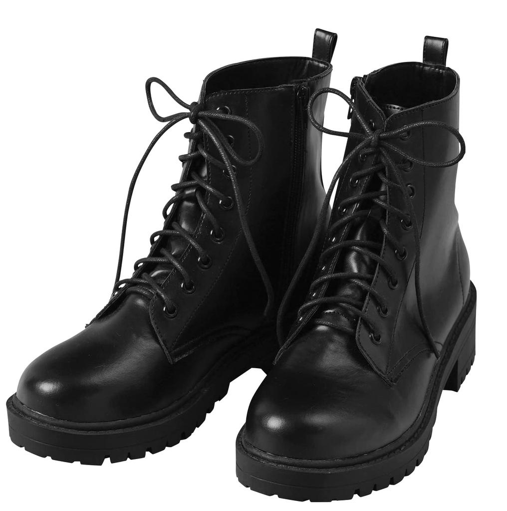 Boots for Short L [Arisana] Kids, Girls, Boots, Lace-up Shoes, Black, (23.5-24.0cm)