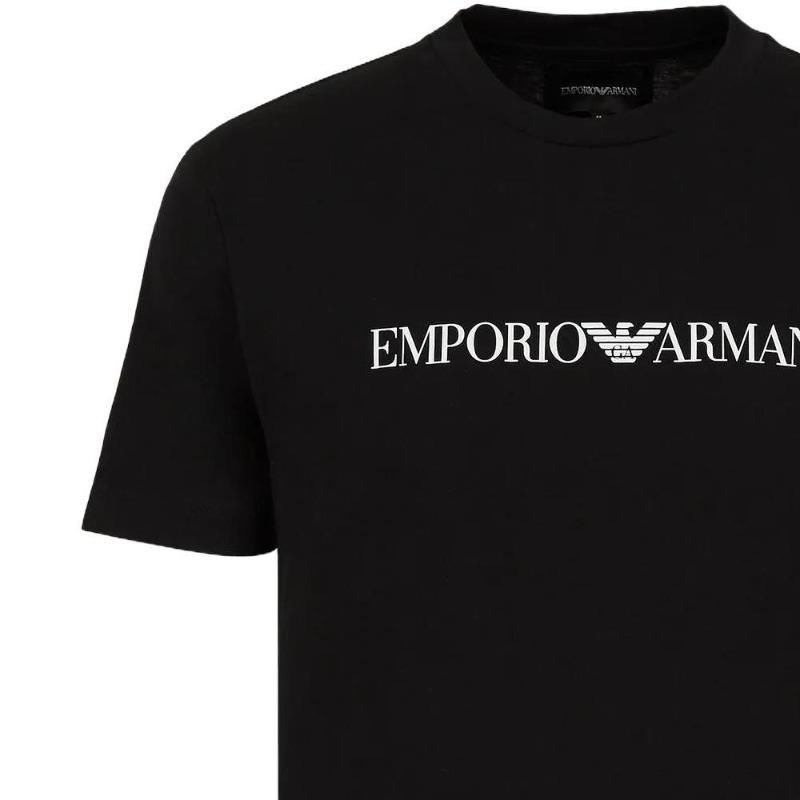 Emporio Armani Letter Print Straight Crew Neck Short Sleeve T Shirt Men Black 8N1TN51J-PZZ1-0021