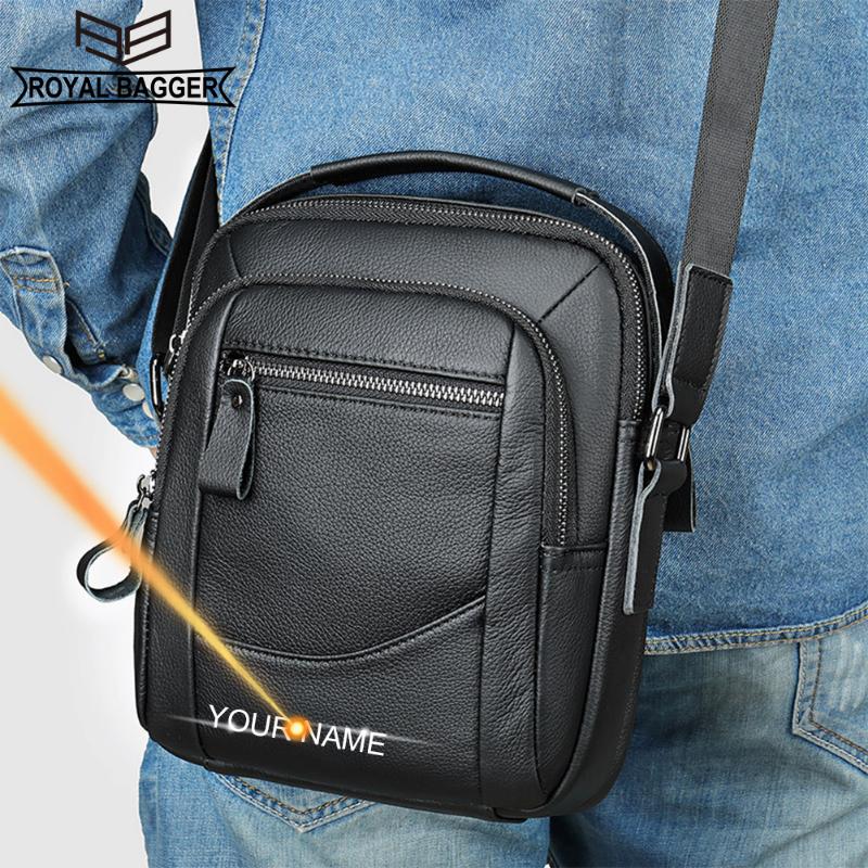 

Royal Bagger Crossbody Сумки через плечо для мужчин Натуральная коровья кожа Мода Маленькая квадратная сумка Сумка большой емкости 6000