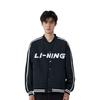 LiNing Sports Fashion Series Color Block Letter Baseball Collar Long Sleeve Jacket Unisex Jacket Black AWDU939-2