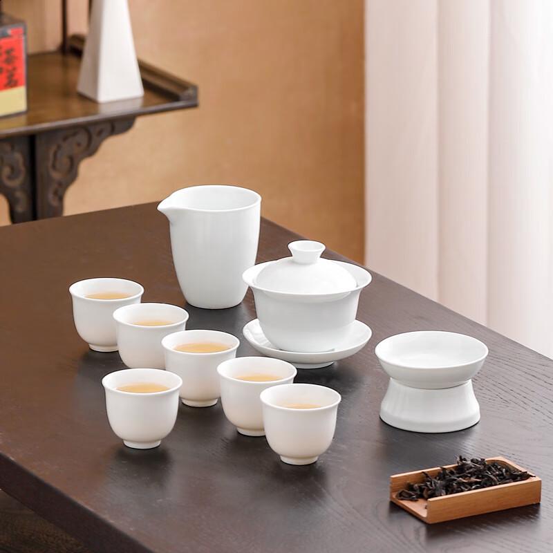 LISM Mutton-Fat Jade Ceramic Portable Travel Tea Set