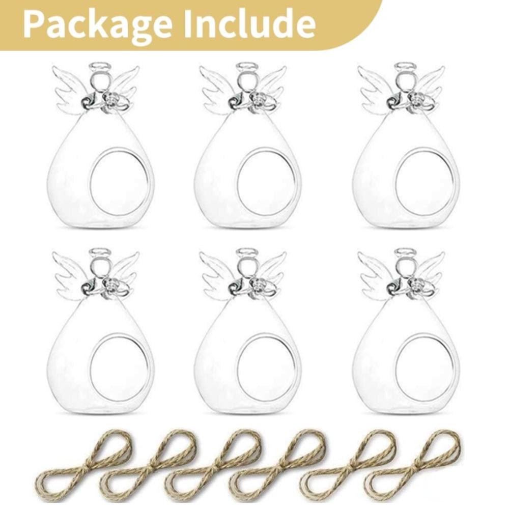 

6/12 шт. Милый ангел из стекла и хрусталя, подвесной подсвечник для чайной свечи, для рождественской вечеринки, Дня благодарения, украшения стола, для воздушных растений