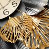 Metal Wall Clock Circular American European Creative Ginkgo Leaf Wall Clock Fashion Living Room Decoration Luxury Art WallL7O9F5