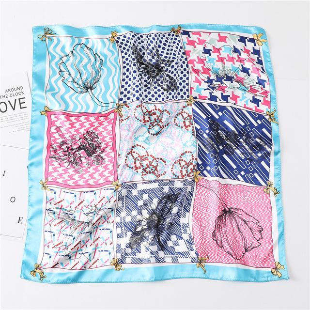 Fashion Silk Square Scarf For Women 60cm Satin Neck Hair Tie Band Bag Warp Soft Office Neckerchief Hijab Female Foulard Bandana