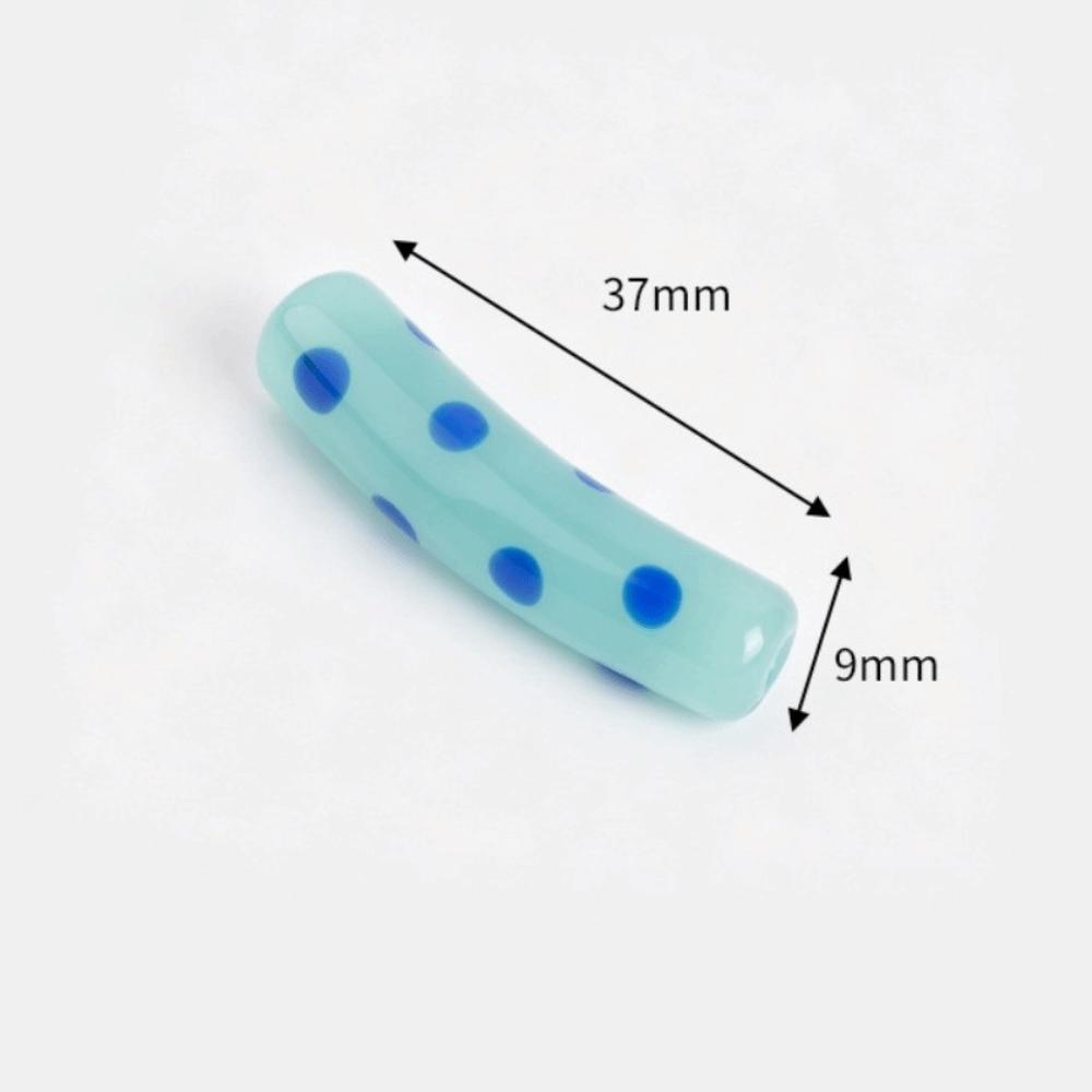 With Hole Curved Glass Beads 37 Styles Polka Dot Beads Lampwork Beads for 20pcs Diy Jewelry Making
