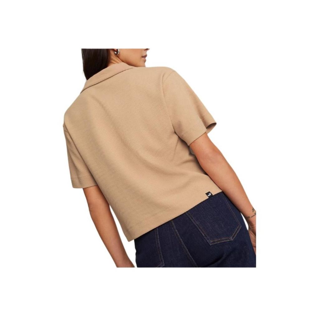 Puma Solid Color Casual Fashion Breathable Versatile Short Sleeve Polo Shirt Women tops Khaki 676651-89