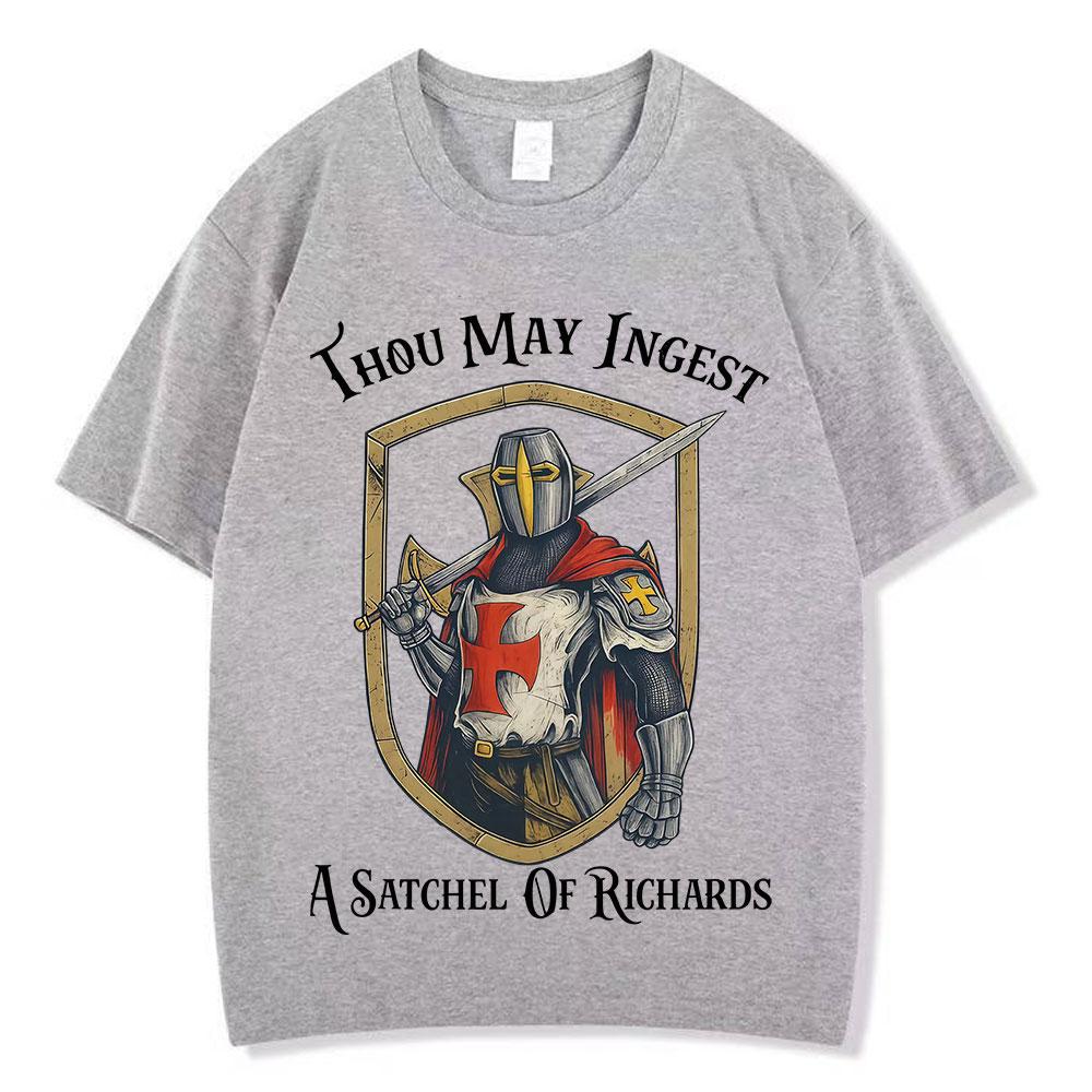 Medieval Knight Funny Meme Tshirt Men Women Vintage Fashion Tshirts Summer Shortsleeved Loose HipHop Cotton ONeck TShirts